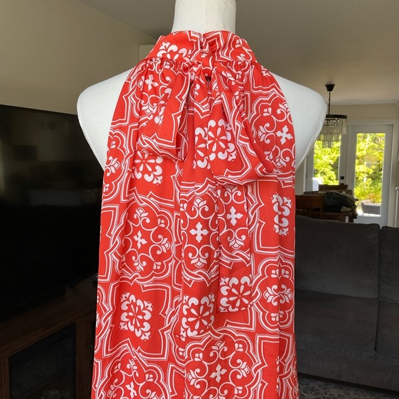 Ann Taylor Tiled Flowy Tie Neck Halter Maxi Dress - Picture 2 of 11